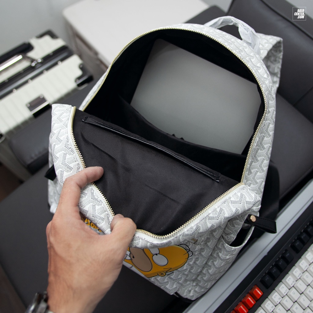 Balô Đi Học Thời Trang, Balo Du Lịch, Đi Chơi Chất Liệu Da PU Chống Thấm Cực Tốt Edmond Masion QSN The Simpsons