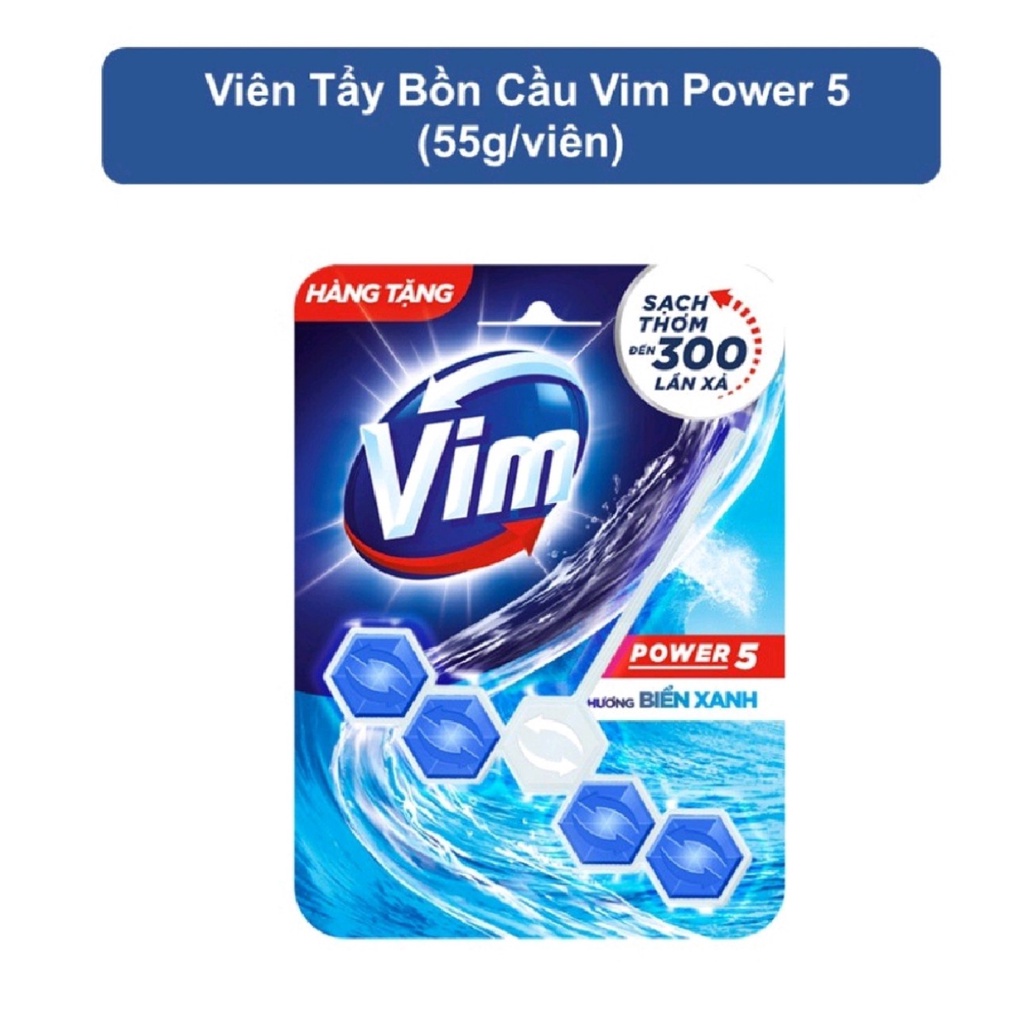 Vỉ 5 Viên Thả Bồn Cầu Vim 55g _ Viên Treo Vệ Sinh Bồn Cầu _ Viên Vệ Sinh Bồn Cầu Vim Hương Biển Xanh