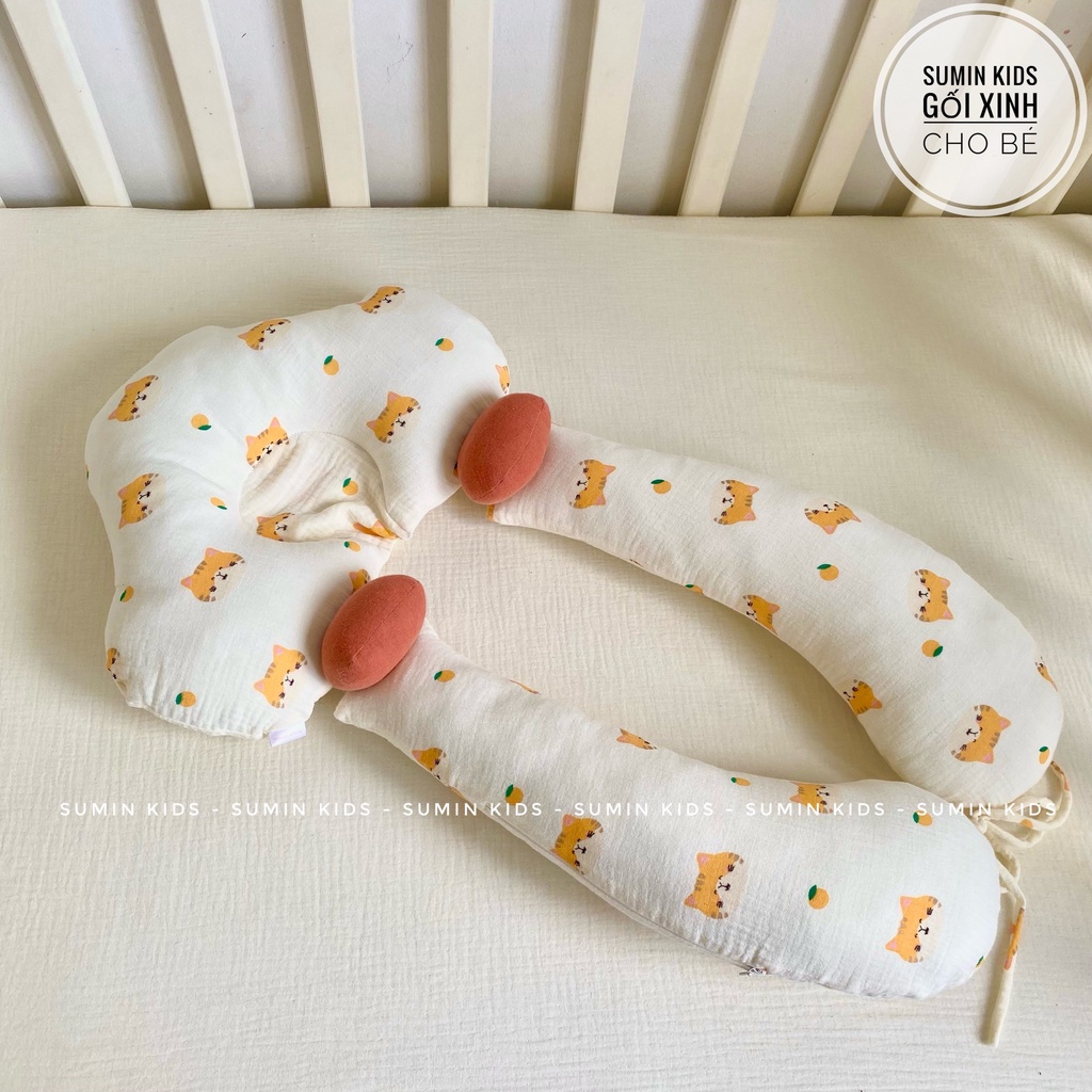 Gối ôm cho bé, gối chữ u cho bé sơ sinh hình Nấm SUMIN