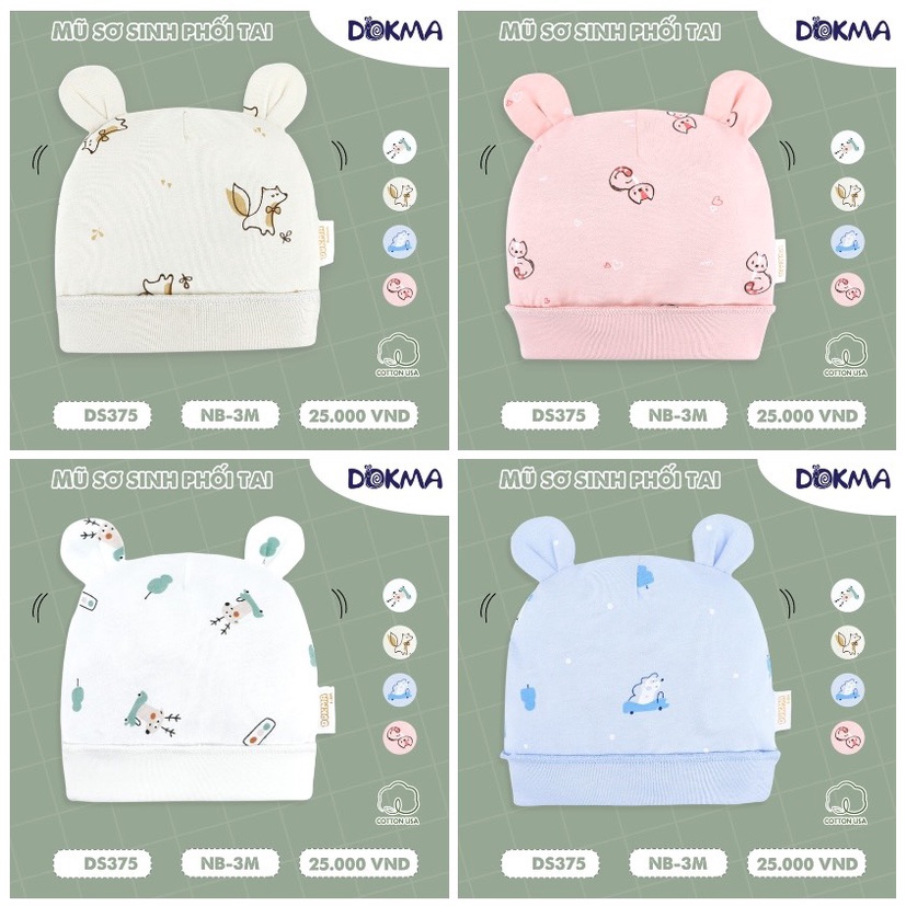 Set mũ sơ sinh kèm bao tay chân Dokma