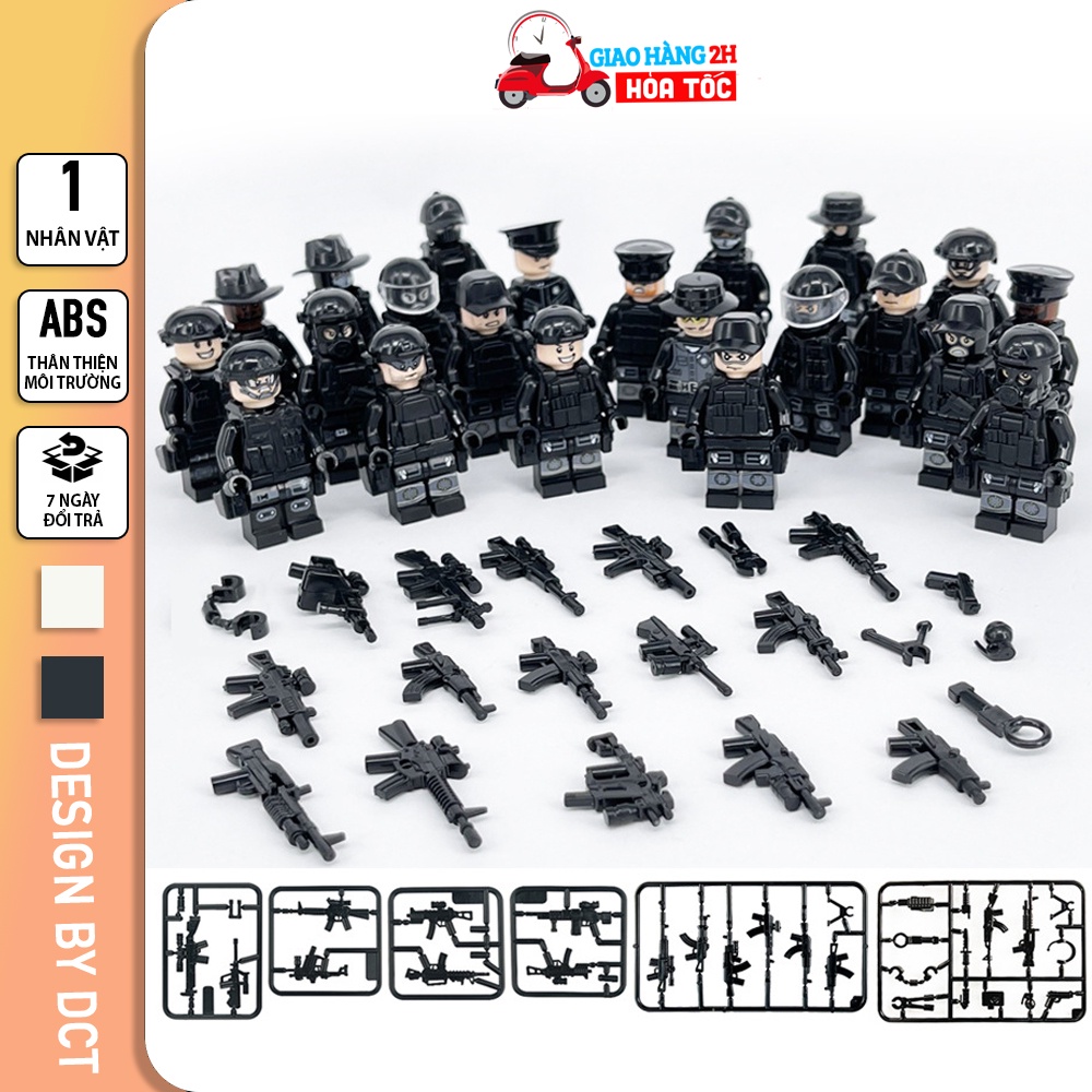 Đồ chơi lắp ráp lego cảnh sát kèm đủ phụ kiên, nhân vật lego swat đồ chơi cho bé