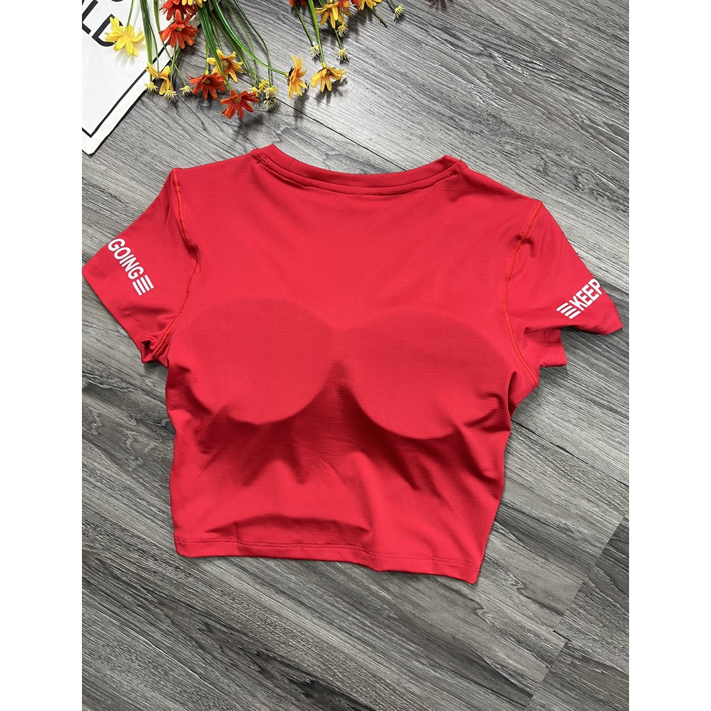 {free ship } áo crop top nữ keep going bên tay tập thể thao _{42kg - 63kg}