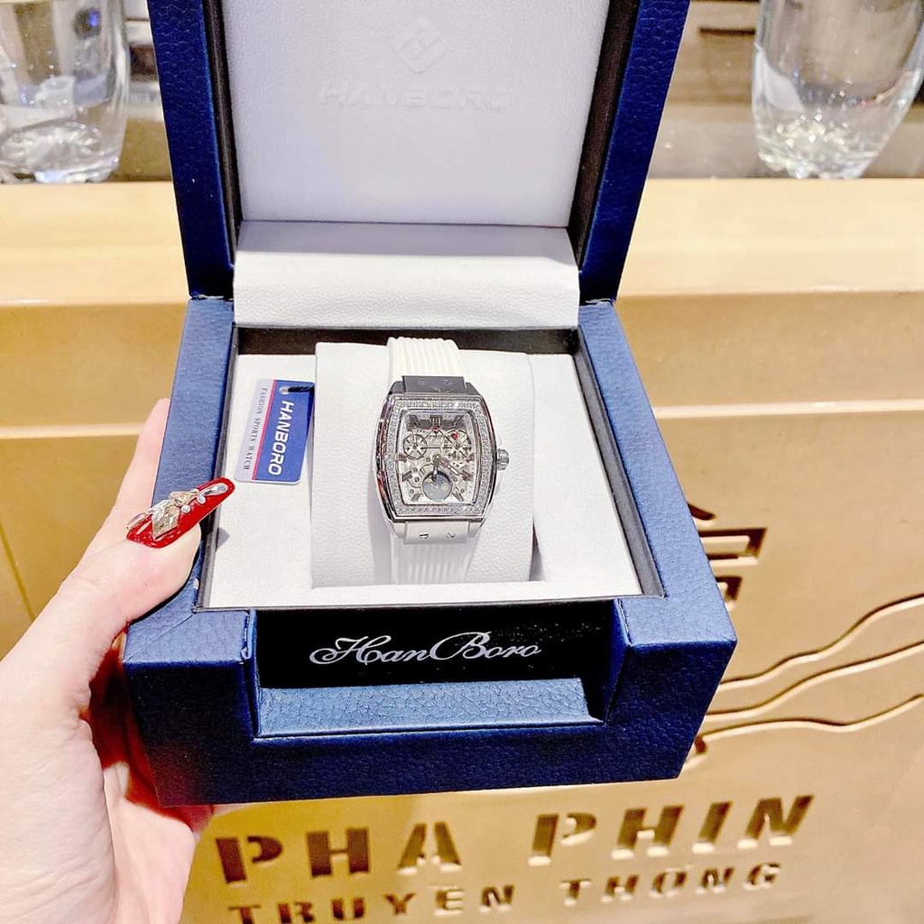 Đồng Hồ Nữ Hanboro Chính Hãng phiên bản Moonphase Siêu Hot Hit, Size:36mm Full Box