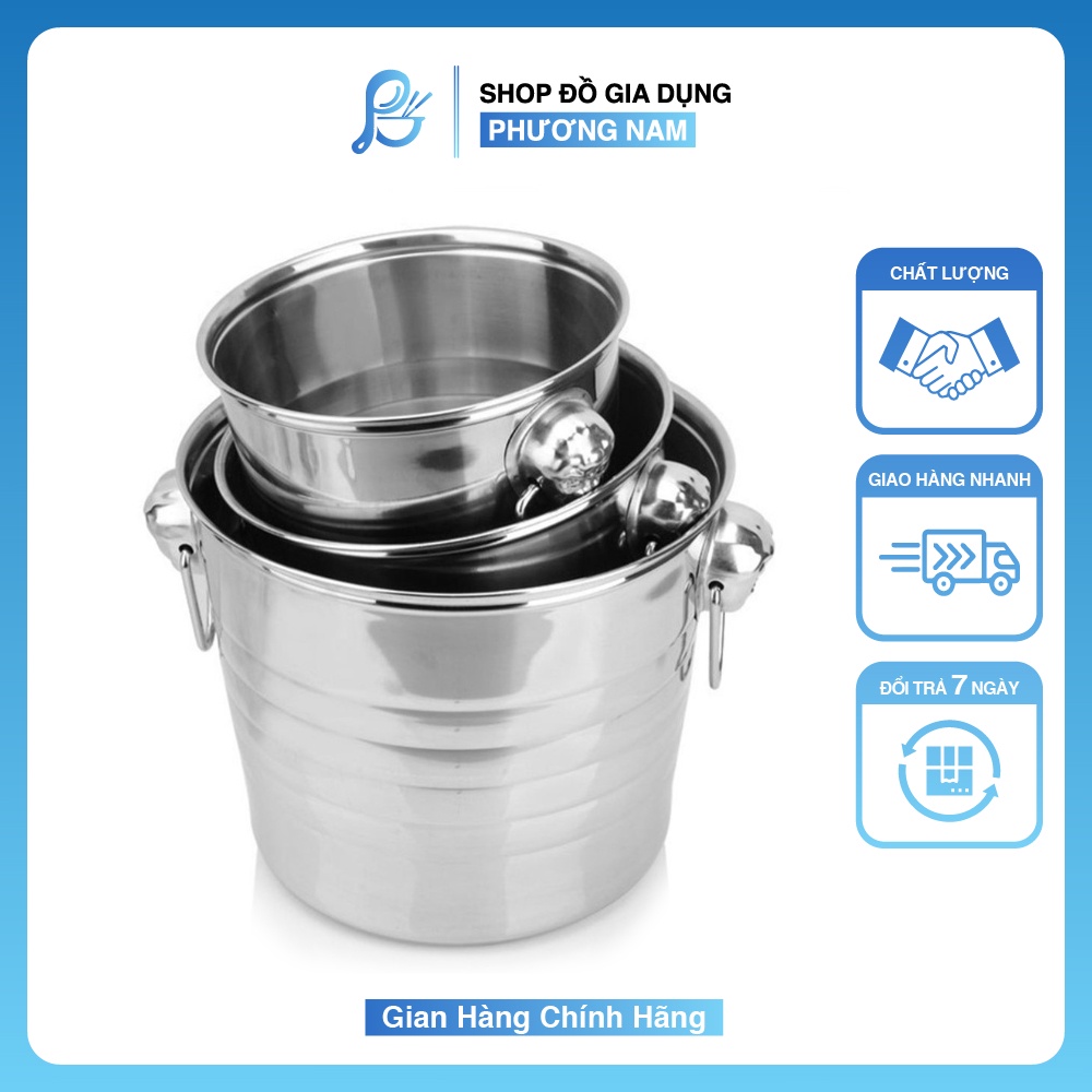 Xô inox đựng đá có quai núm 3500ml