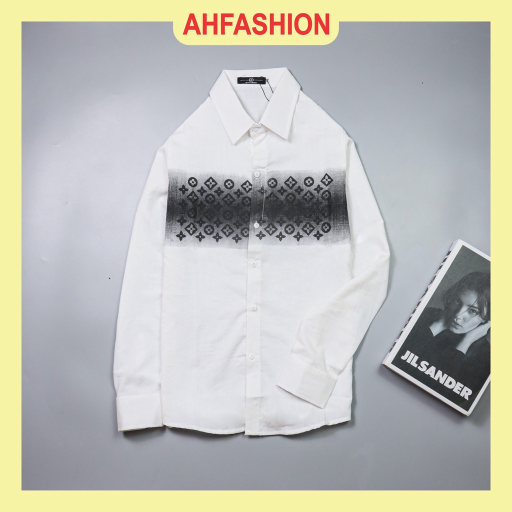 Áo sơ mi nam đũi tay dài 4 màu chất vải mềm mịn phối họa tiết mẫu mới HOT TREND-AHFASHION
