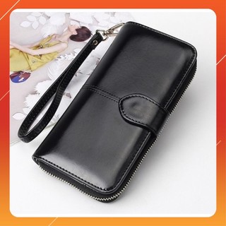 Ví nam ví nữ dài cầm tay có dây phối chốt có khoá trong size 22cm