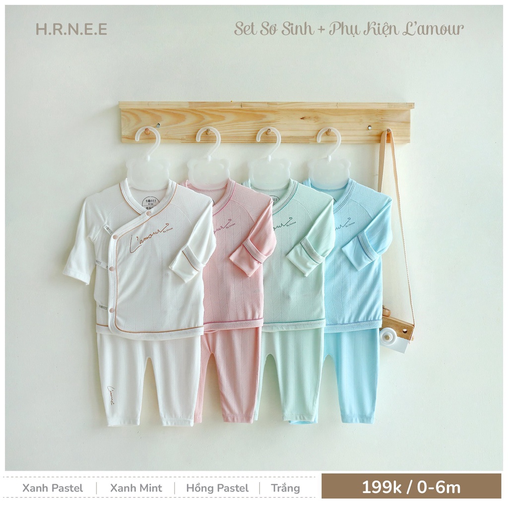 BỘ SƠ SINH DÀI TAY HRNEE VẢI THOÁNG MỀM MÁT