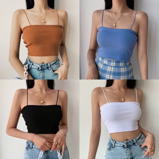 • 𝐓𝐀𝐍𝐈-𝐈 • Áo 2 dây chất thun co giãn tông màu basic dễ phối đồ