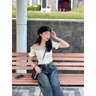 Áo trễ vai zip [STORY] A2989 (ảnh thật)