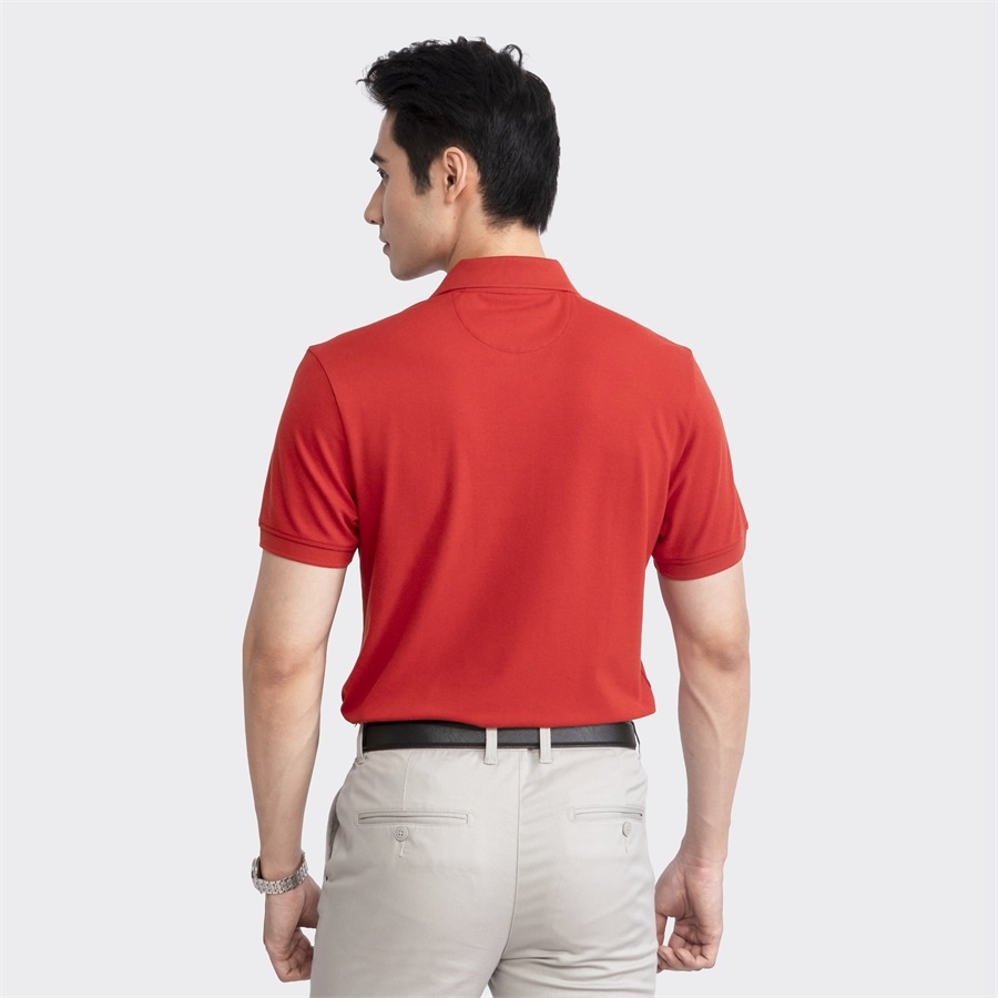 Áo thun polo nam Aristino APS048S3 phông ngắn tay cổ bẻ công sở dáng suông vừa xanh tím than 35 in, đỏ 20 in vải cotton