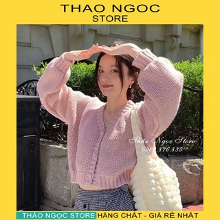 Áo khoác len nữ 3 nút bọc tay bồng, áo len nữ croptop cute! thảo ngọc store