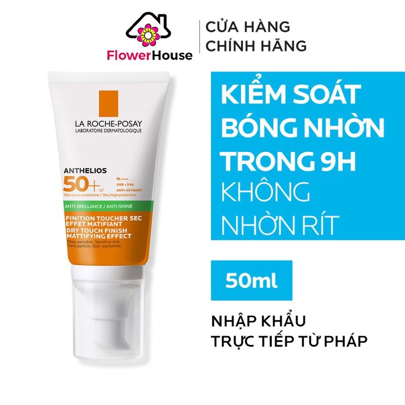 Kem chống nắng giúp kiểm soát bóng nhờn & bảo vệ da trước tia UVB UVA SPF 50+ La Roche-Posay Anthelios Dry Touch 50ml