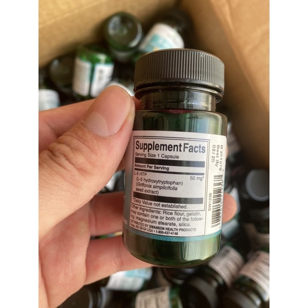 Viên uống 5-HTP 50mg x 60 viên hỗ trợ giảm căng thẳng, mệt mỏi, stress và giúp ngủ ngon từ thương hiệu SWANSON