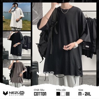   Sẵn đen trắng  Áo thun tay lỡ rách gấu tạo layer hiphop đường phố - Áo phông unisex nam nữ 