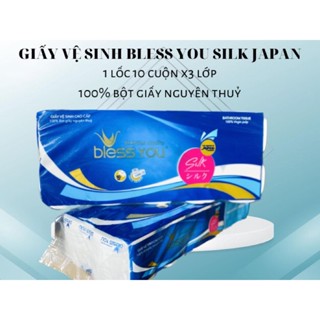 [Chính hãng có mã QR] Giấy vệ sinh không lõi Bless You Silk Japan x3 Lớp 1lốc 10 cuộn