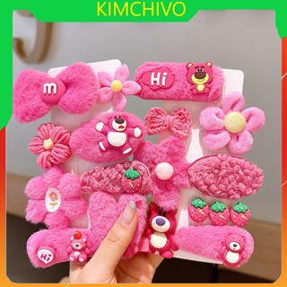 Vĩ 8-10 Kẹp mái len gấu hồng Lotso cho bé