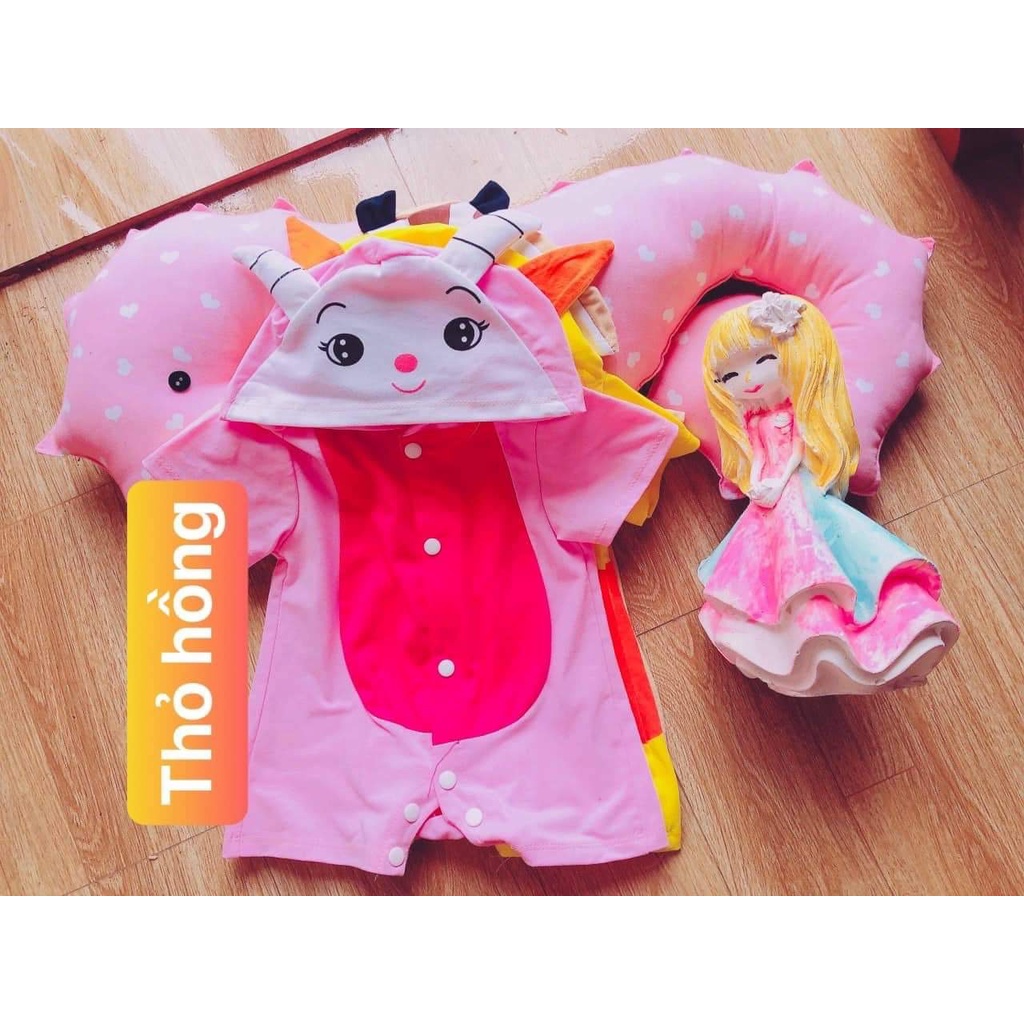 Body thú cho bé- cừu hồng cộc tay
