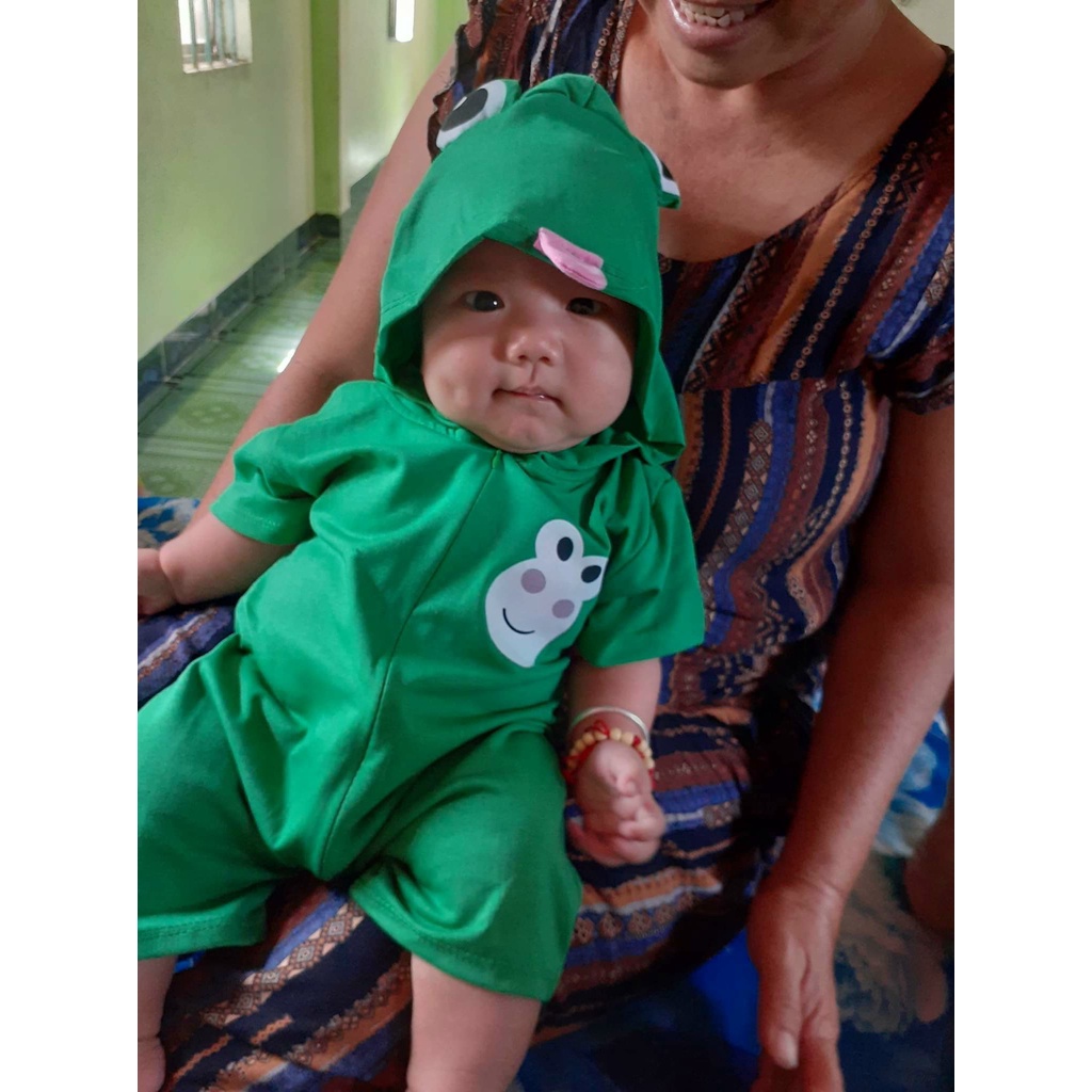 Body thú cho bé- ếch xanh cộc tay