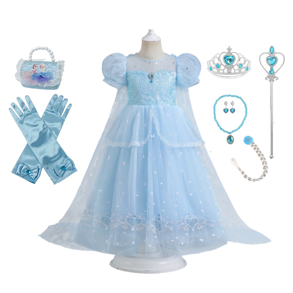Váy elsa đầm elsa cho bé gái. Váy dạ hội hóa trang Halloween trẻ em (ko kèm tà đằng sau)