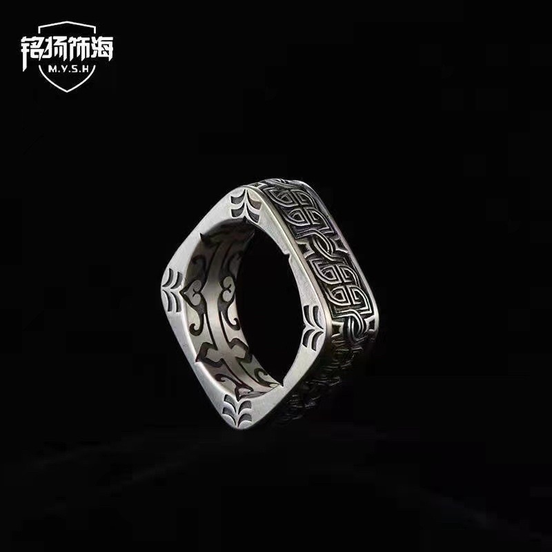 NHẪN CHROME HEART THÉP TITAN KHÔNG GỈ CH-116 - Nhẫn hoa văn CH-116/ Nhẫn Vuông