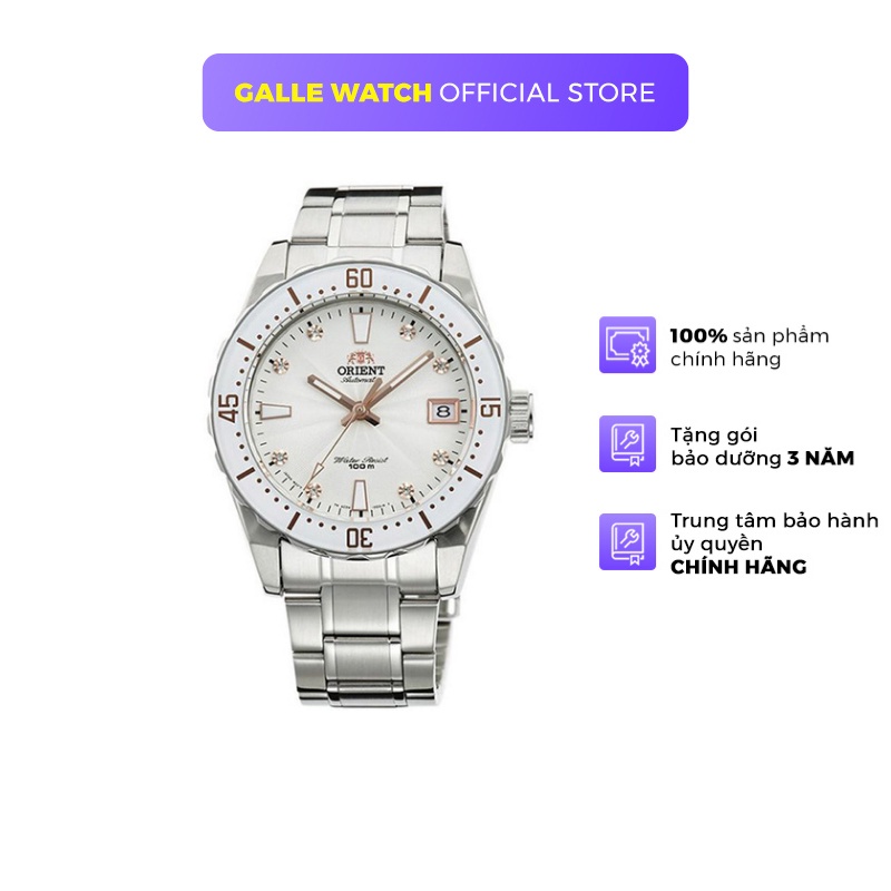 Đồng hồ nữ Orient FAC0A002W0 máy cơ automatic mặt số đính đá kim dạ quang chống nước 10 ATM dây thép cao cấp chính hãng
