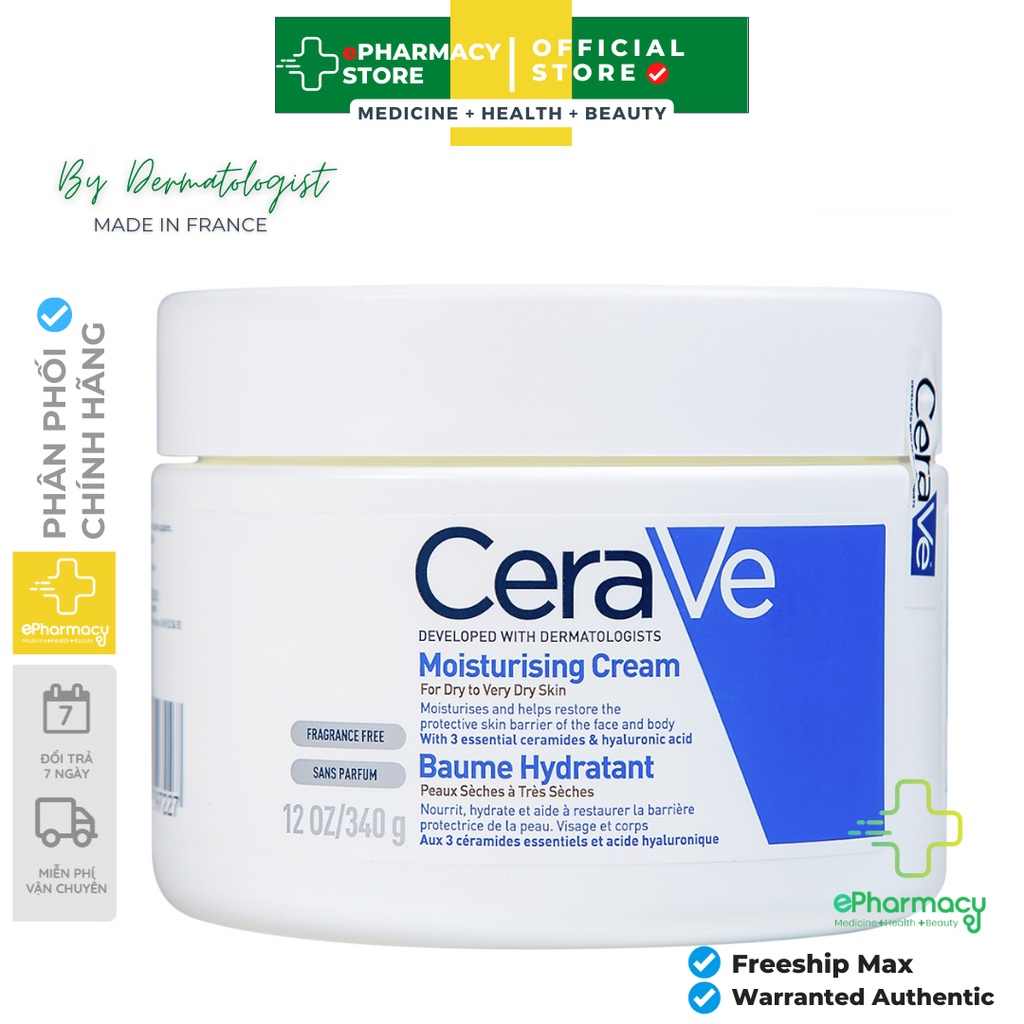 Cerave Moisturising Cream Baume Hydratant Pháp Kem dưỡng da cho da khô nhạy cảm 340g