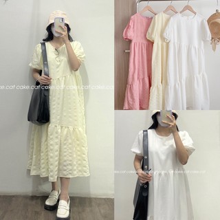 Đầm Váy Babydoll xốp nhăn bồng bềnh Váy maxi dài đi chơi du lịch