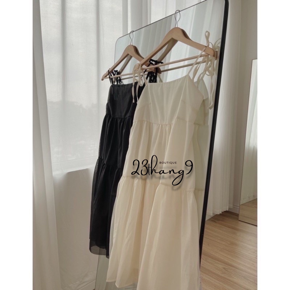 Váy đầm 2 dây maxi buộc nơ vai hàng đẹp kiểu dáng xòe chất đũi mềm mịn mát phù hợp đi biển V660 23thang9 Boutique | BigBuy360 - bigbuy360.vn