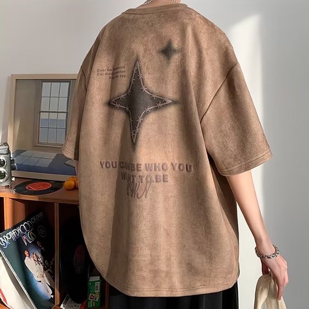 Áo Thun Tay Ngắn Cổ Tròn In Hình Thời Trang Phong Cách Harajuku Cho Nam