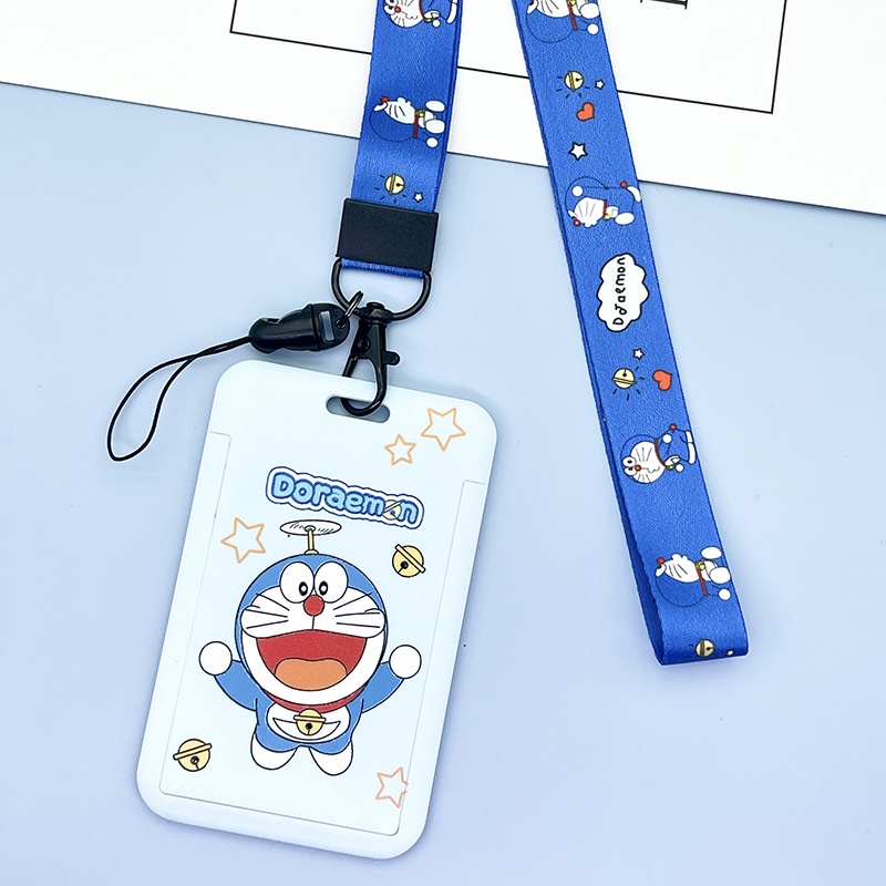 Dây đeo thẻ dọc dành cho học sinh, sinh viên, nhân viên họa tiết hoạt hình Doraemon dễ thương