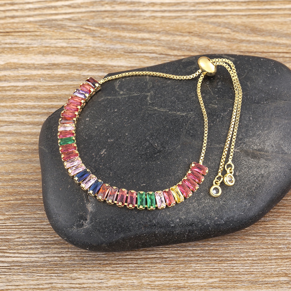 Vòng Tay Đính Đá Zircon 5 Màu Tùy Chỉnh Thời Trang Cho Nữ