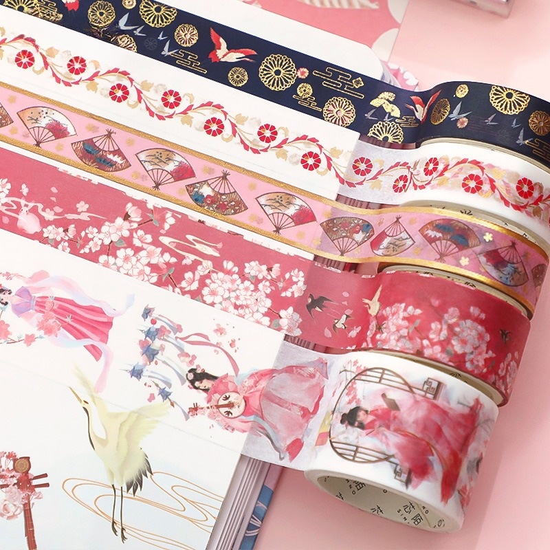 Set Quà Tặng Sinh Nhật Hộp Combo Washi Tape Sticker Cổ Trang Note Cute