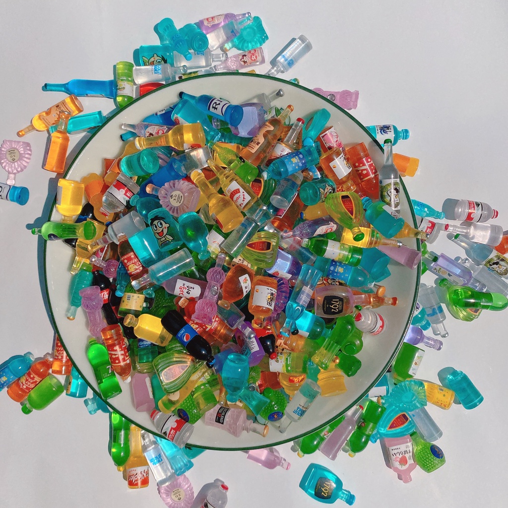 Combo 50 charm chai nước mini, đồ ăn mini làm phụ kiện búp bê, đồ handmade, DIY