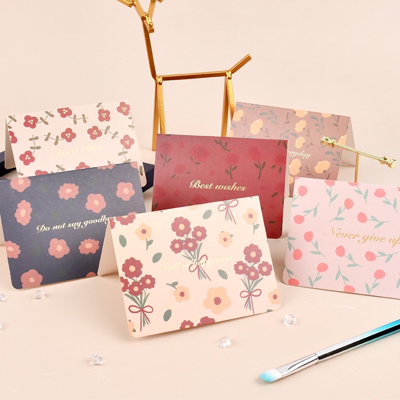 Thiệp chúc mừng, thiệp cảm ơn hình hoa siêu dày siêu đẹp kích thước 11.5*8.5cm