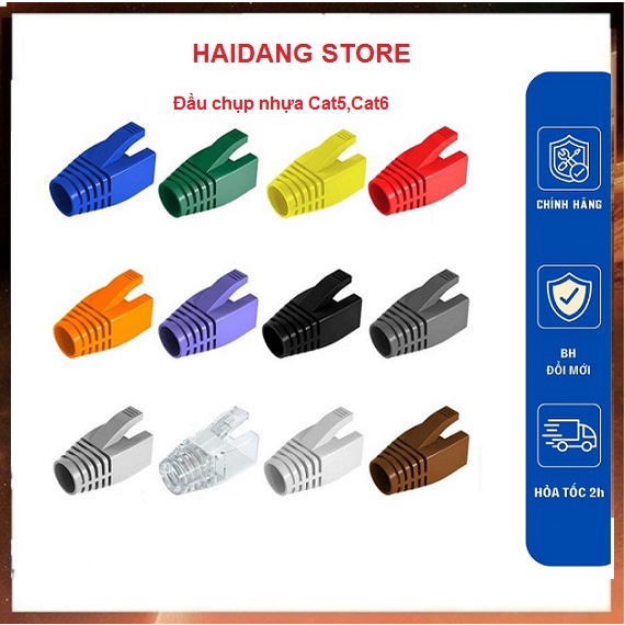 Đầu chụp mạng Cat5/Cat6,Đầu Boot color loại nhựa mềm có đủ màu túi 100 đầu