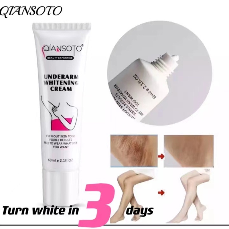 Bảo mật thông tin giao hàng  QIANSOTO Kem Làm Trắng Da Nách Giảm Thâm Đầu Gối Mông Bikini Khử Mùi Hôi Dưỡng Trắng Da 60g