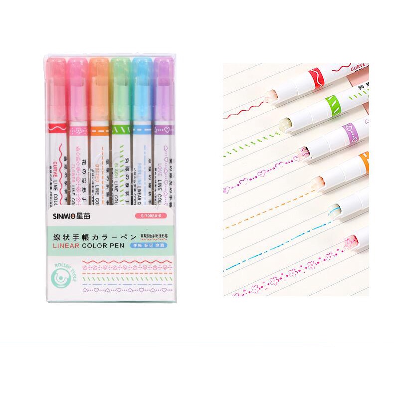 COMBO BÚT VẼ HỌA TIẾT DỄ THƯƠNG HỘP 6 MÀU VÀ 8 MÀU VẼ HÌNH TRÁI TIM, BÔNG HOA, NÉT ĐỨT....