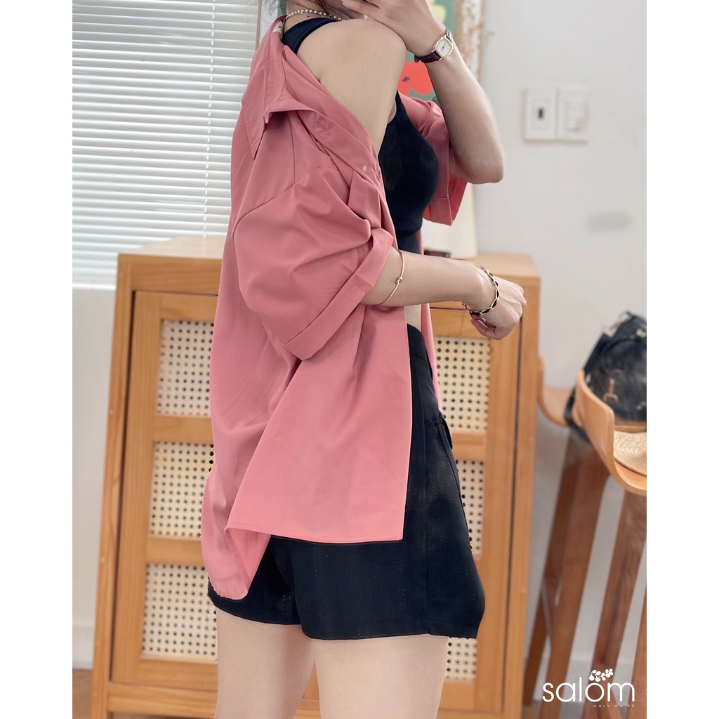 Sơmi ngắn tay form rộng Hàn Quốc nhiều màu SALOM Shp020