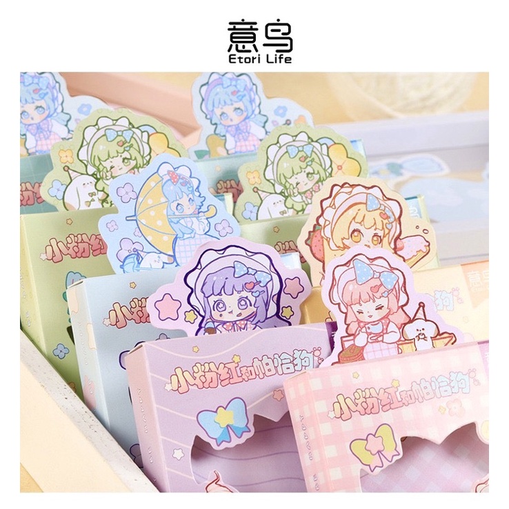 Sticker Hộp 50 Tấm Hình Cô Gái Màu Pastel Dễ Thương