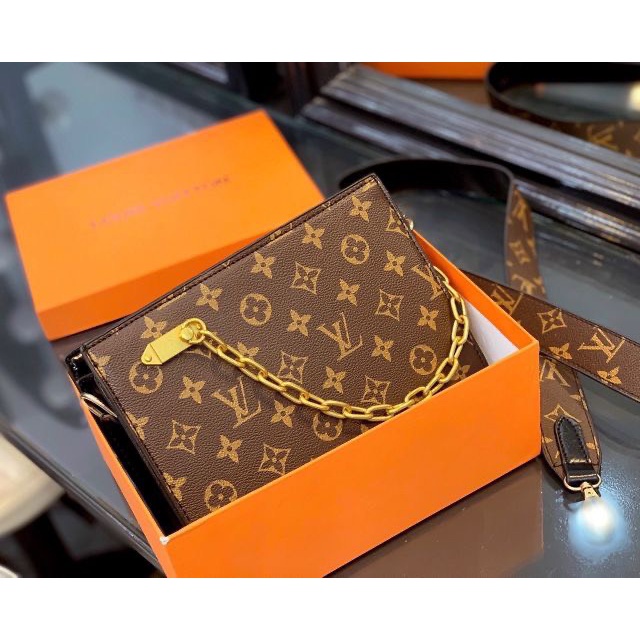 Túi hộp Lv đeo chéo thời trang, túi xách đẹp 2023 dây xích vàng