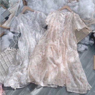 Váy hoa nhí dáng babydoll mùa hè, Đầm hoa nhí babydoll Mụp Store