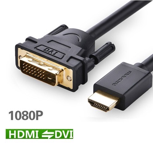 Cáp chuyển đổi HDMI sang DVI-D Ugreen HD106 | Từ Laptop, Card màn hình, Android Set-top Box... ra màn hình Tivi