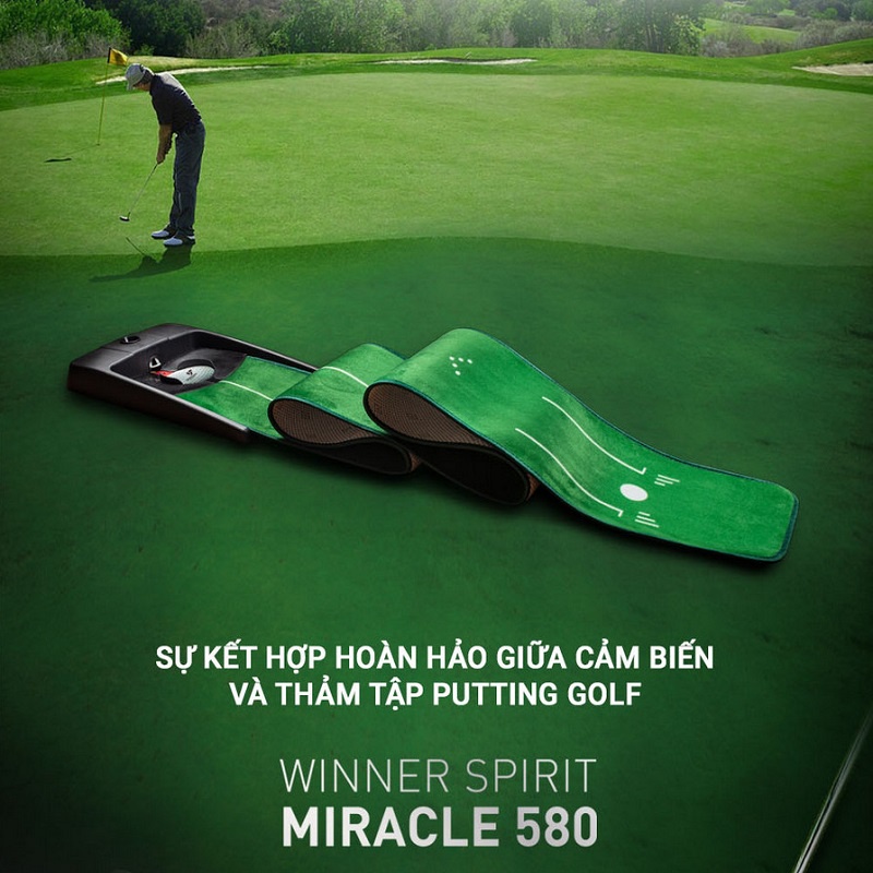 Thảm Tập Golf Putting Tại Nhà Cao Cấp, Tự Động Trả Bóng WINNER SPIRIT