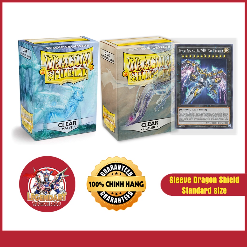 Sleeve Double - Bọc Bài Yugioh Chính Hãng - Dragon Shield - Standard Size 6.6 x 9.1cm Clear Matte