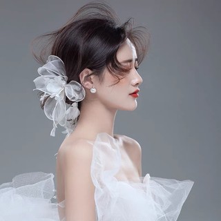 Cài tóc cô dâu nơ voan hoa nhỏ
