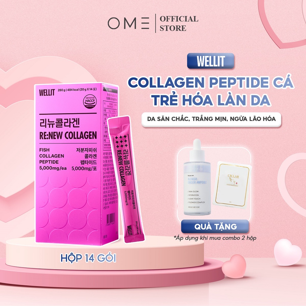 Collagen Peptide Cá Tái Tạo Trẻ Hóa Làn Da Renew Collagen WELLIT Hàm Lượng Cao 5000mg