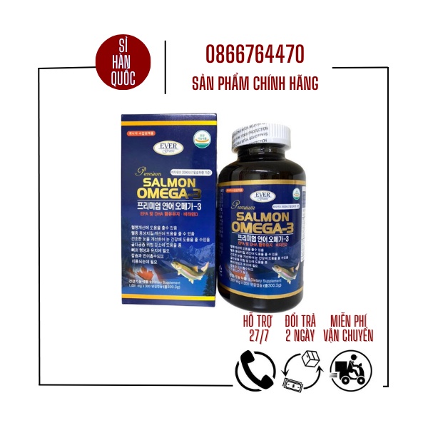 Dầu cá hồi Salmon Omega 3 Hàn Quốc hộp 300 viên