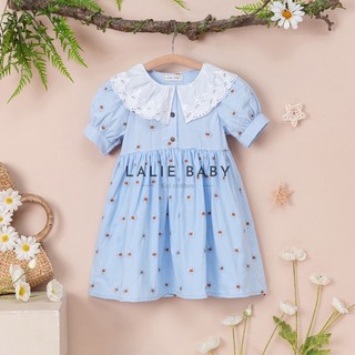 V3: Váy thiết kế linen thêu hoa cho bé yêu