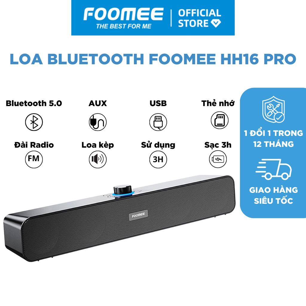 Loa Bluetooth FOOMEE HH16 pro - Kết Nối Cuộc Gọi - Phạm vi kết nối 10 mét - Hàng chính hãng