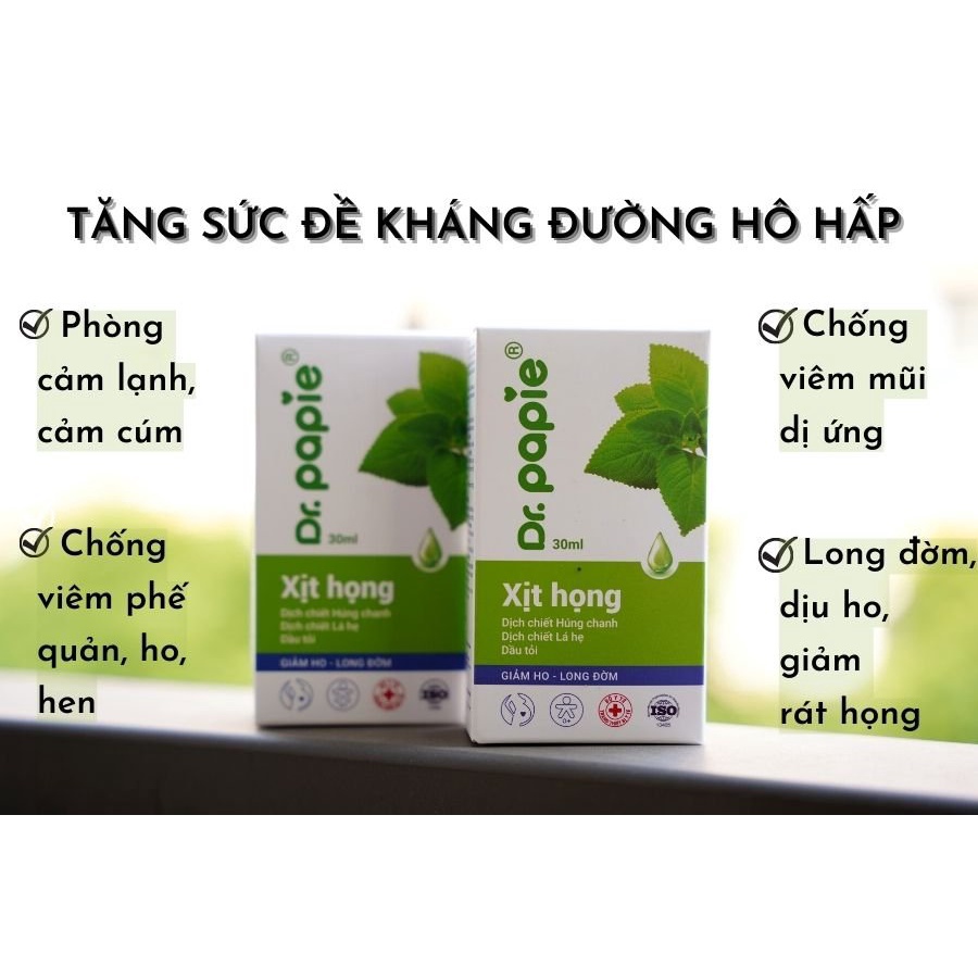 Xịt họng húng chanh giảm ho - tăng đề kháng Dr.Papie 30ml